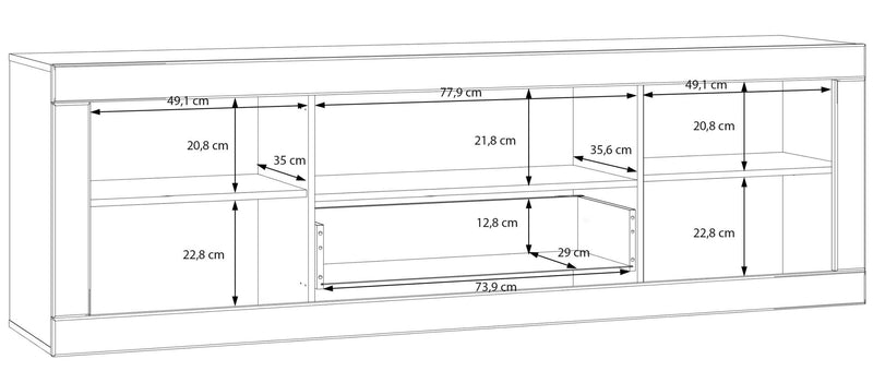 Lowboard TV-Board LEFKADAS Weiß seidenmatt 2 Türen 1 Schublade, Forte