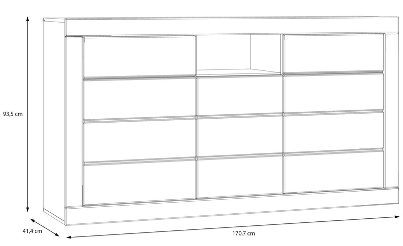 Sideboard Kommode LEFKADAS Weiß seidenmatt 3 Türen 2 Schubladen, Forte