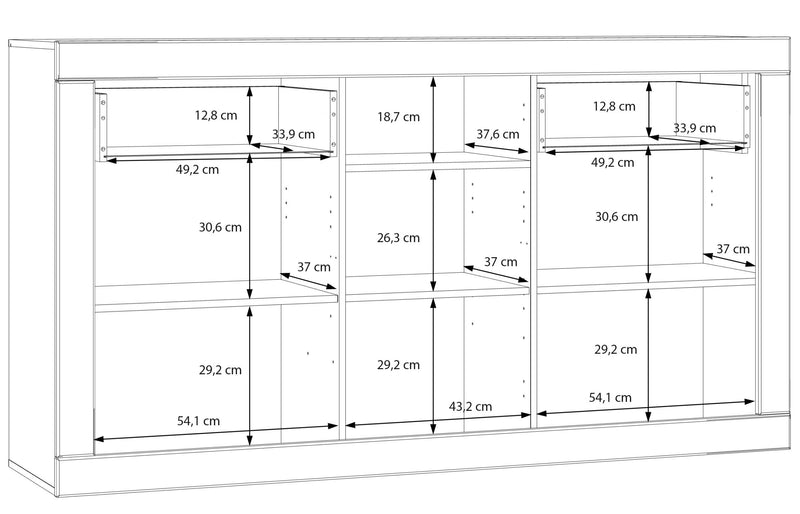 Sideboard Kommode LEFKADAS Weiß seidenmatt 3 Türen 2 Schubladen, Forte