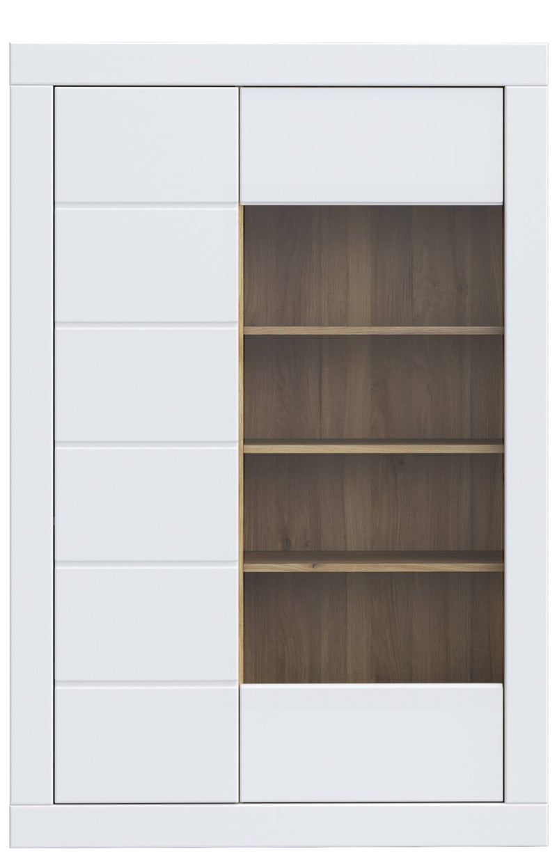 Highboard Vitrine LEFKADAS Weiß seidenmatt 2 Türen, von Forte