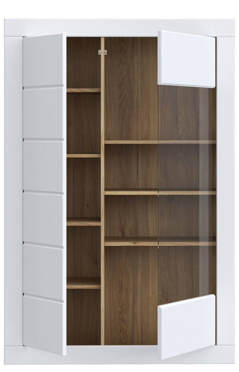 Highboard Vitrine LEFKADAS Weiß seidenmatt 2 Türen, von Forte