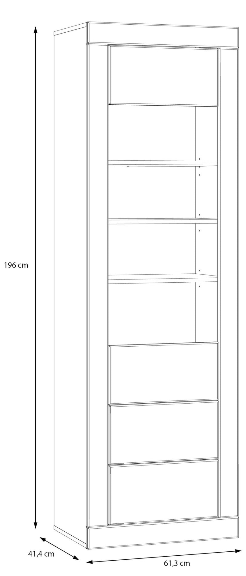 Vitrine LEFKADAS Weiß seidenmatt 1 Tür 2 Schubladen, von Forte