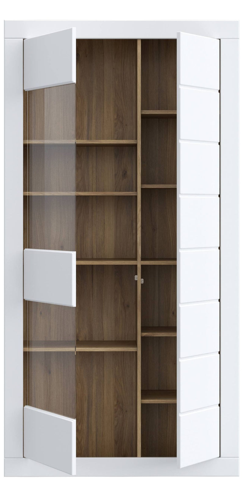Vitrinenschrank Vitrine LEFKADAS Weiß seidenmatt 2 Türen, von Forte
