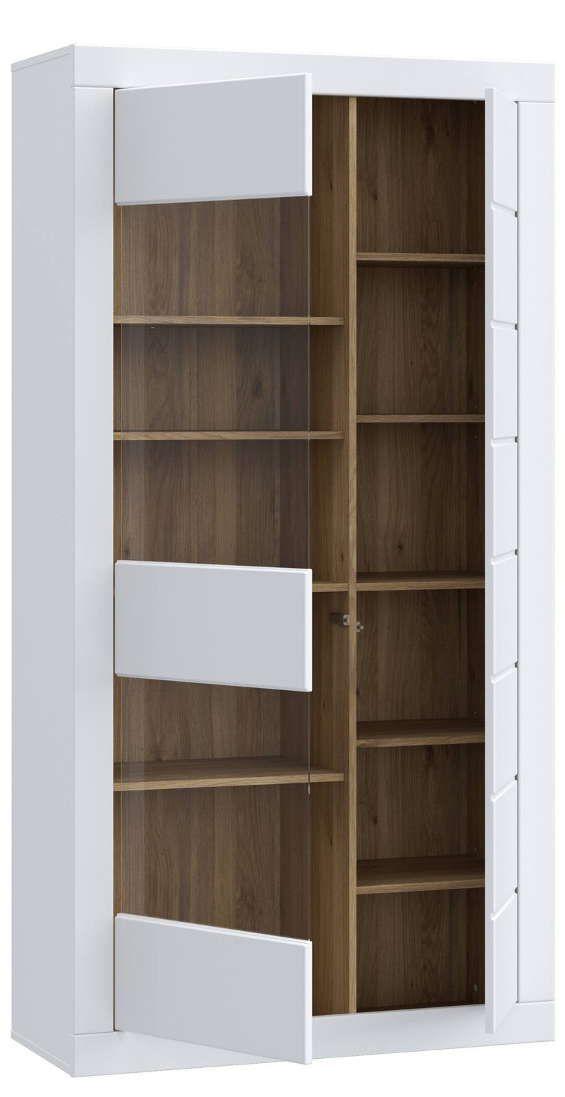 Vitrinenschrank Vitrine LEFKADAS Weiß seidenmatt 2 Türen, von Forte