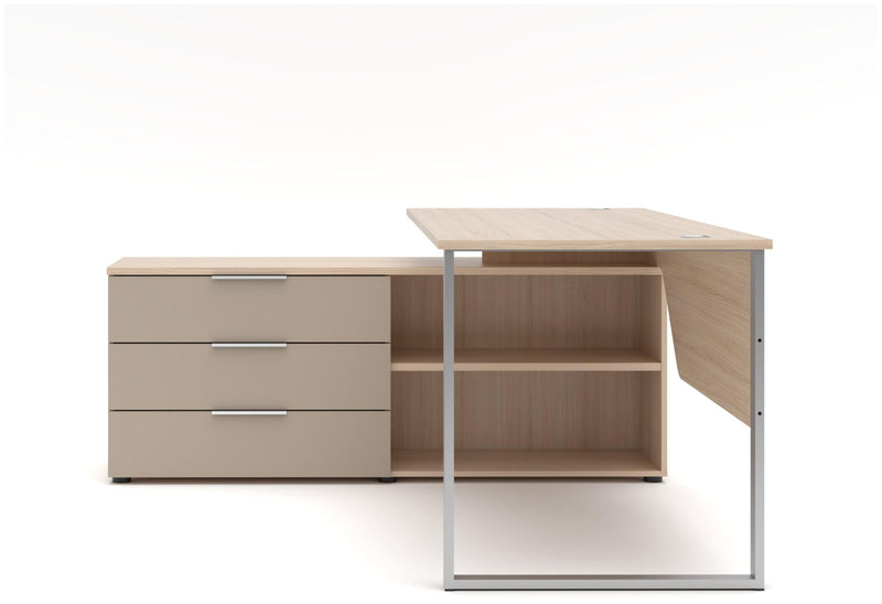Winkel  Schreibtisch SANTORIN Riva Eiche & Glas Cashmere 180 x 160 cm