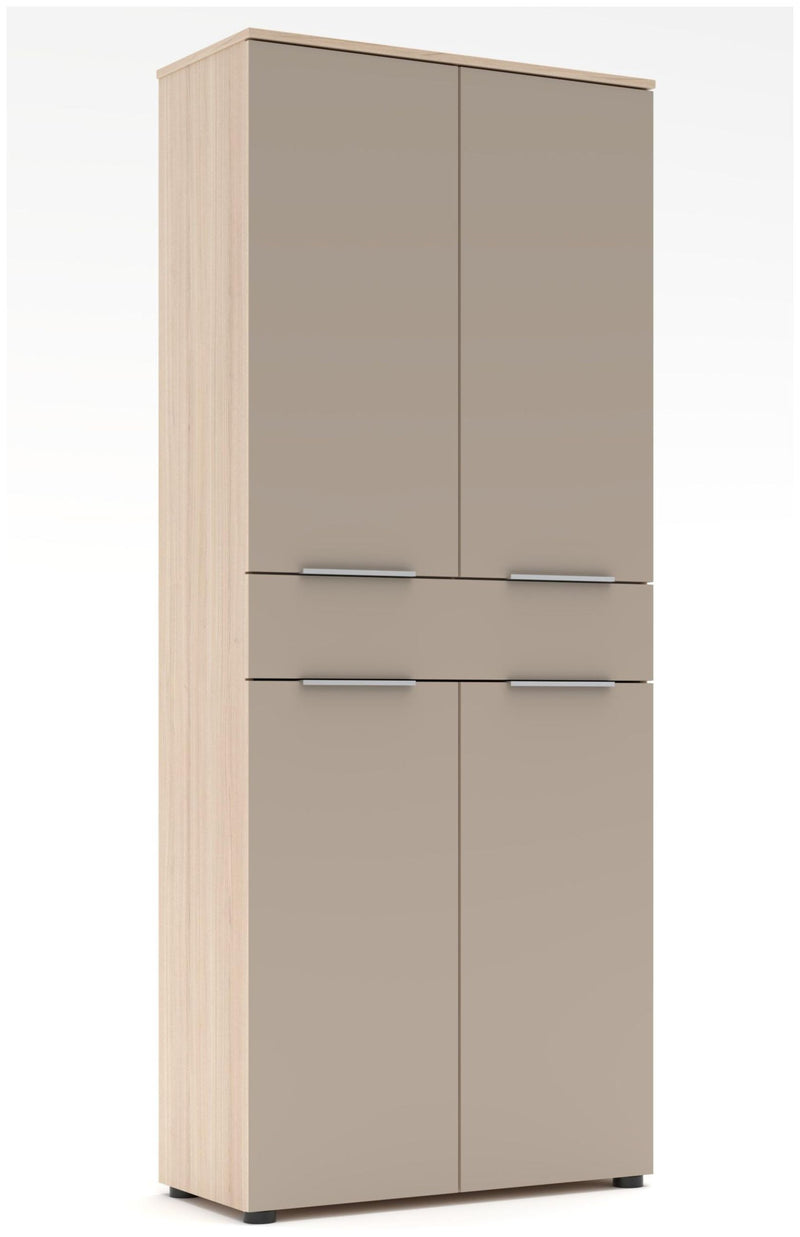 Büroschrank SANTORIN 80x198 cm Riva Eiche & Glas Cashmere Hochglanz