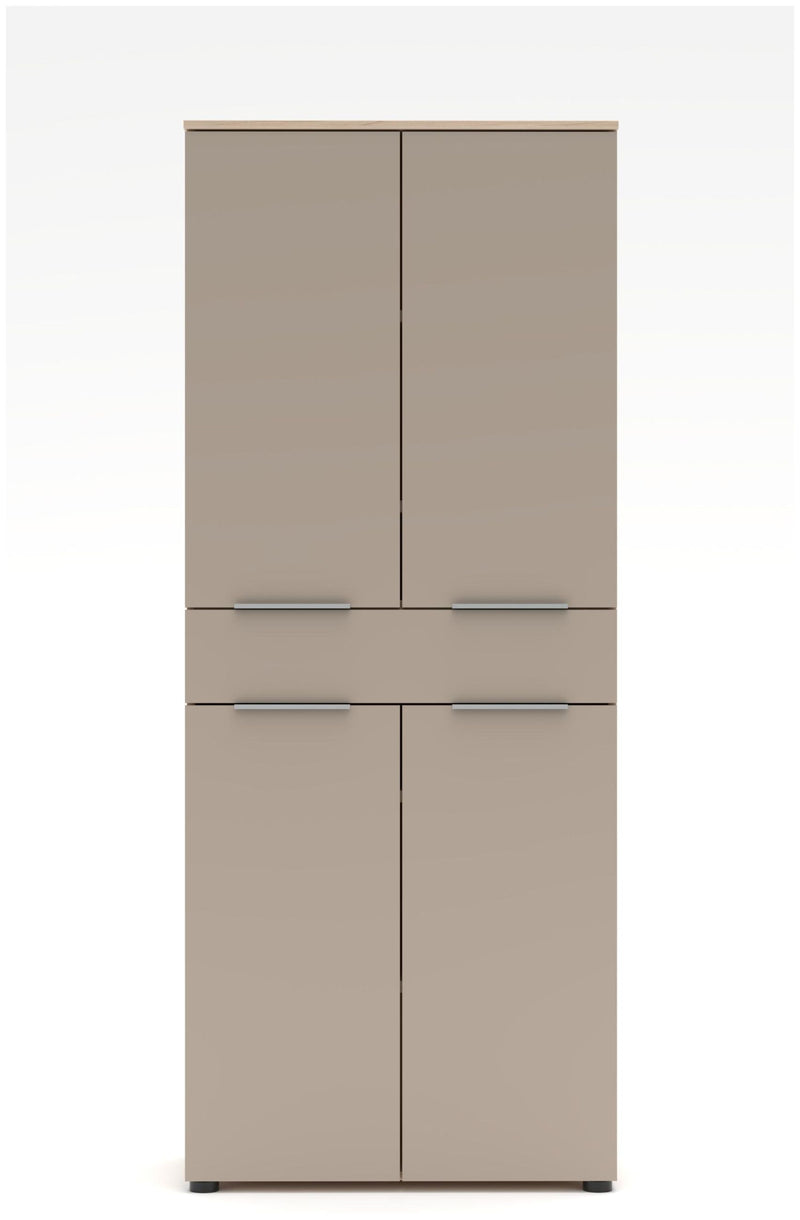 Büroschrank SANTORIN 80x198 cm Riva Eiche & Glas Cashmere Hochglanz