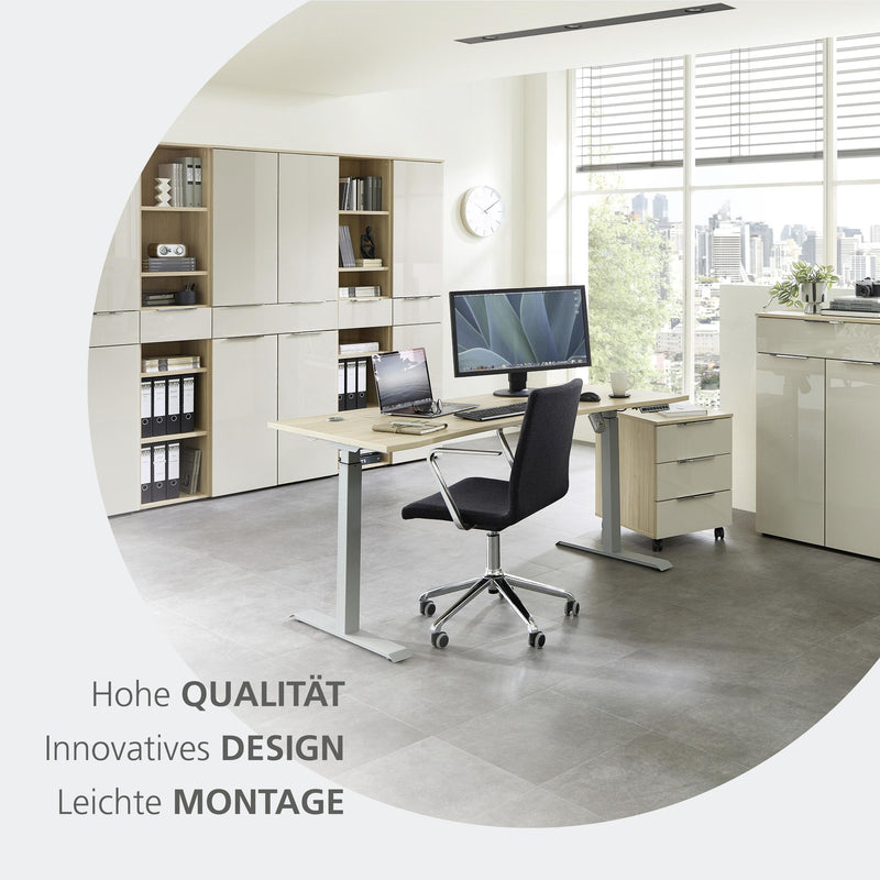 Büroschrank SANTORIN 80x198 cm Riva Eiche & Glas Cashmere Hochglanz