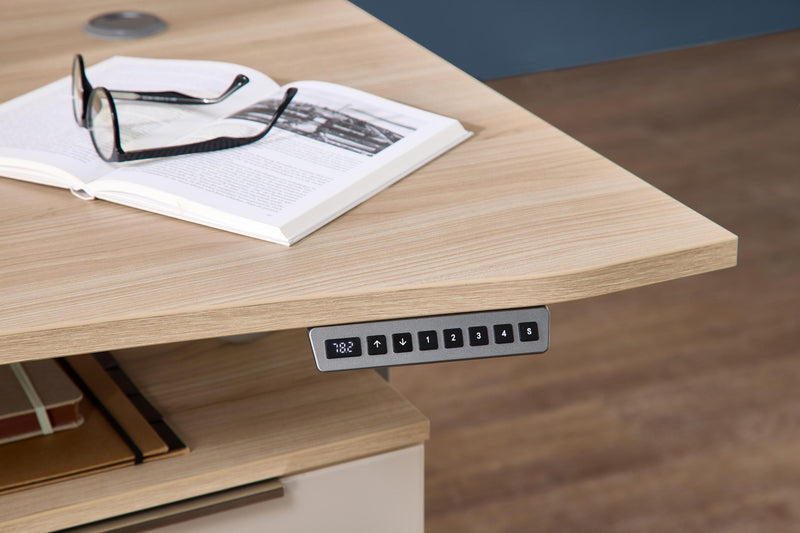 Komplettbüro SANTORIN I Riva Eiche & Glas Cashmere 10-teilig