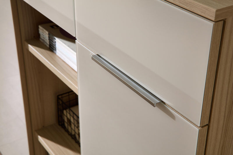Komplettbüro SANTORIN II Riva Eiche & Glas Cashmere 9-teilig