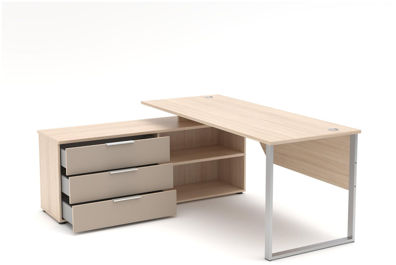 Komplettbüro SANTORIN II Riva Eiche & Glas Cashmere 9-teilig