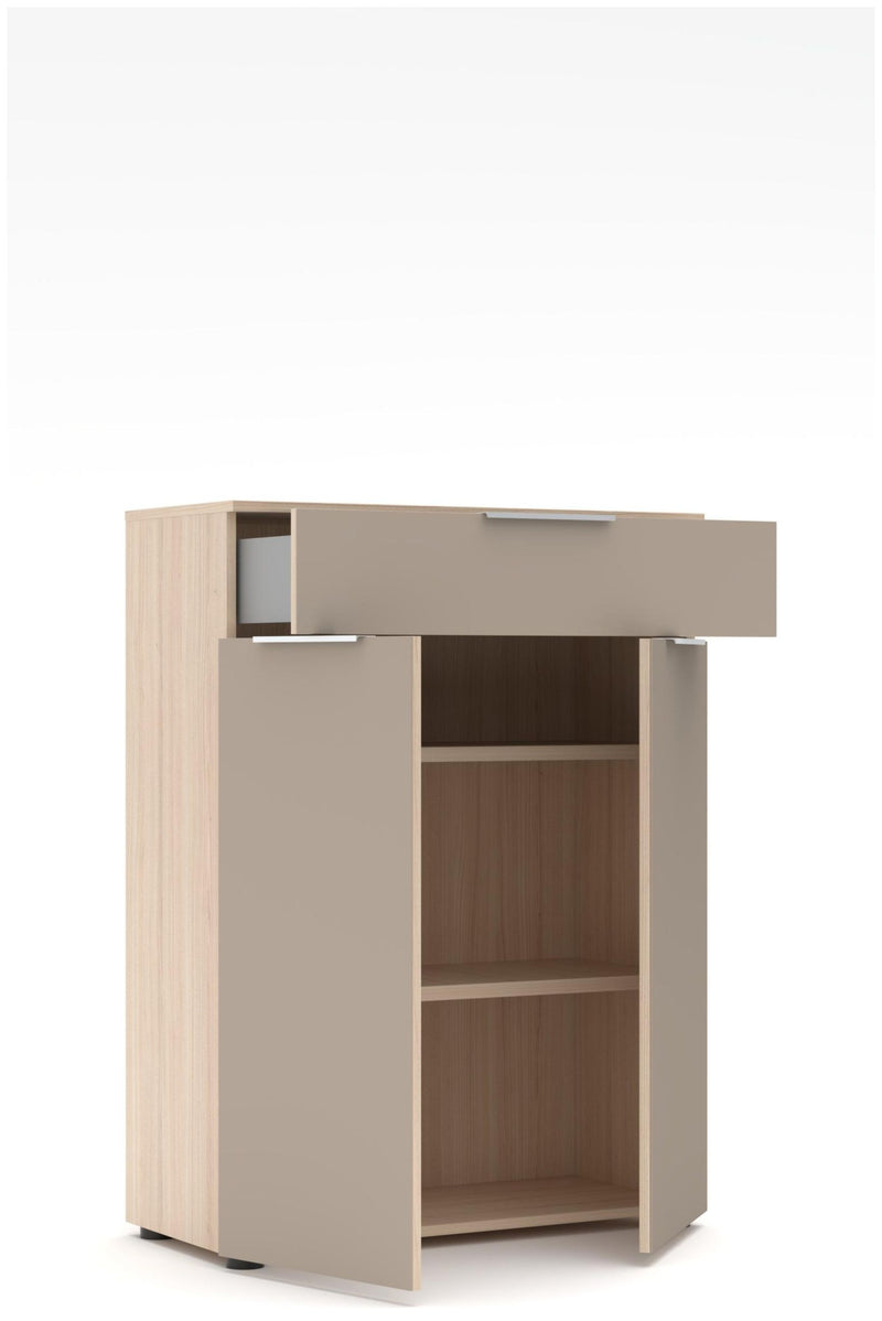 Komplettbüro SANTORIN IV Riva Eiche & Glas Cashmere 10-teilig