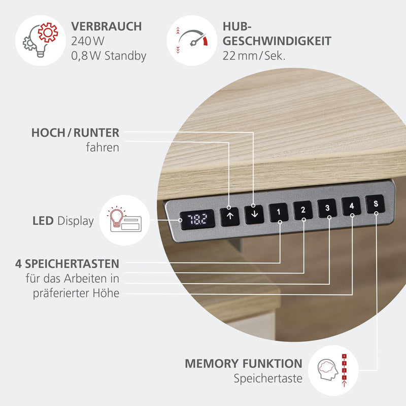 Komplettbüro SANTORIN IV Riva Eiche & Glas Cashmere 10-teilig