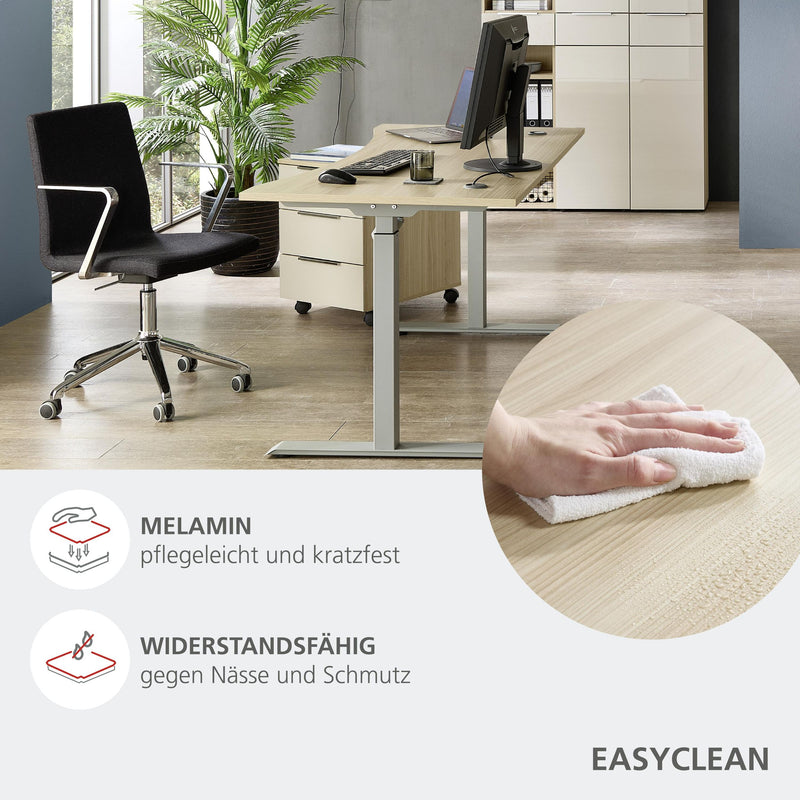 Komplettbüro Büro-Set SANTORIN VII Riva Eiche & Glas Cashmere 7-teilig