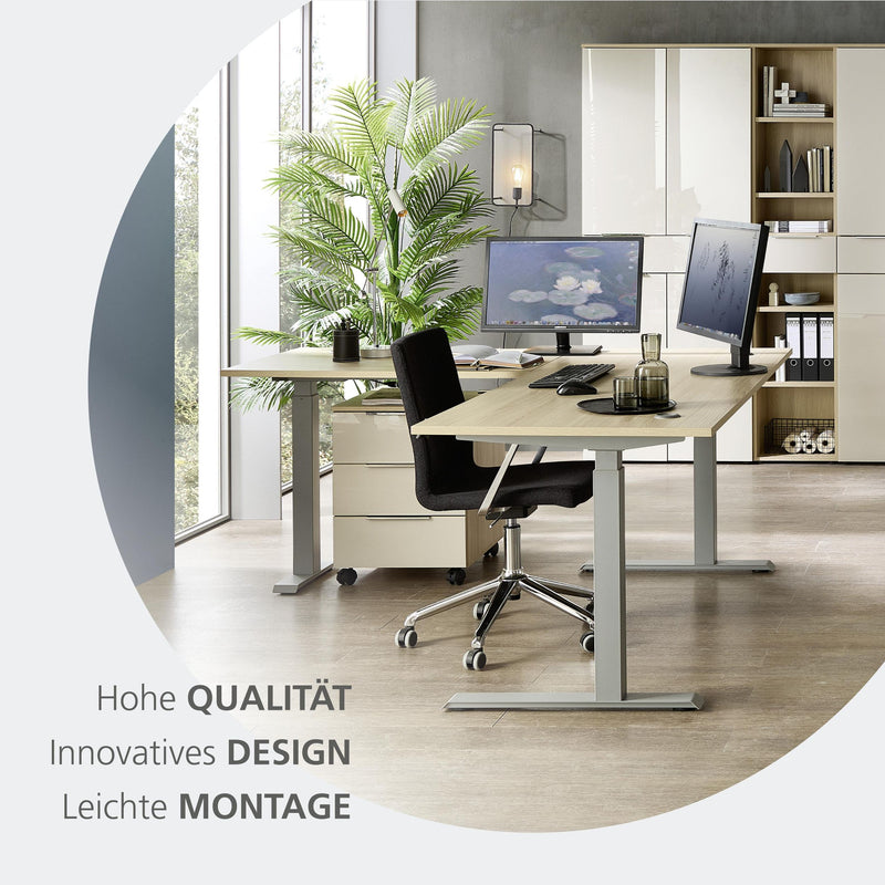 Komplettbüro Büro-Set SANTORIN VIII Riva Eiche & Glas Cashmere 7-teilig