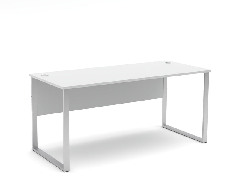 Schreibtisch SANTORIN 170 x 73 cm Weiß/Silber mit Kabeldurchlässen