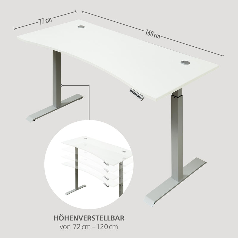 Höhenverstellbarer Schreibtisch SANTORIN Weiß - 160 x 77 cm