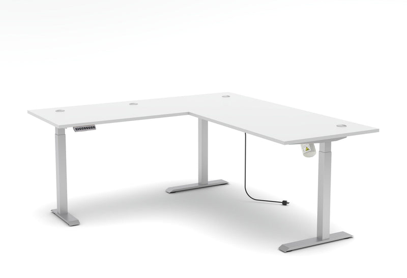 Höhenverstellbarer Eckschreibtisch SANTORIN Weiß – 185 x 177 cm