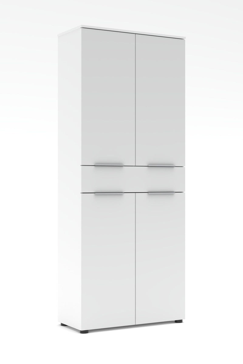 Büroschrank SANTORIN 80x198 cm Weiß & weißes Glas