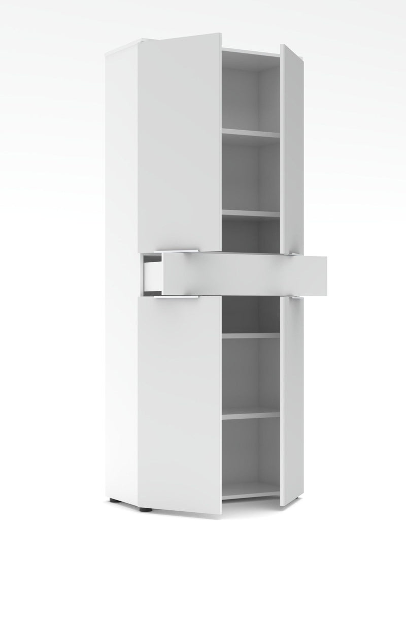 Büroschrank SANTORIN 80x198 cm Weiß & weißes Glas