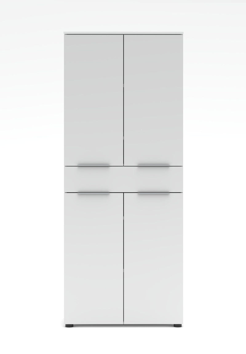 Büroschrank SANTORIN 80x198 cm Weiß & weißes Glas