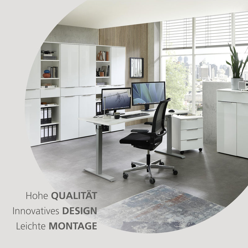 Büroschrank SANTORIN 80x198 cm Weiß & weißes Glas