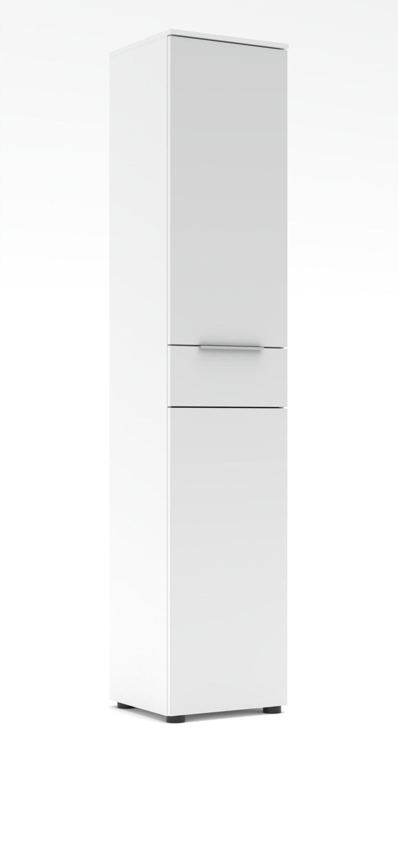 Aktenschrank SANTORIN Weiß & weißes Glas – schmal 40x198 cm