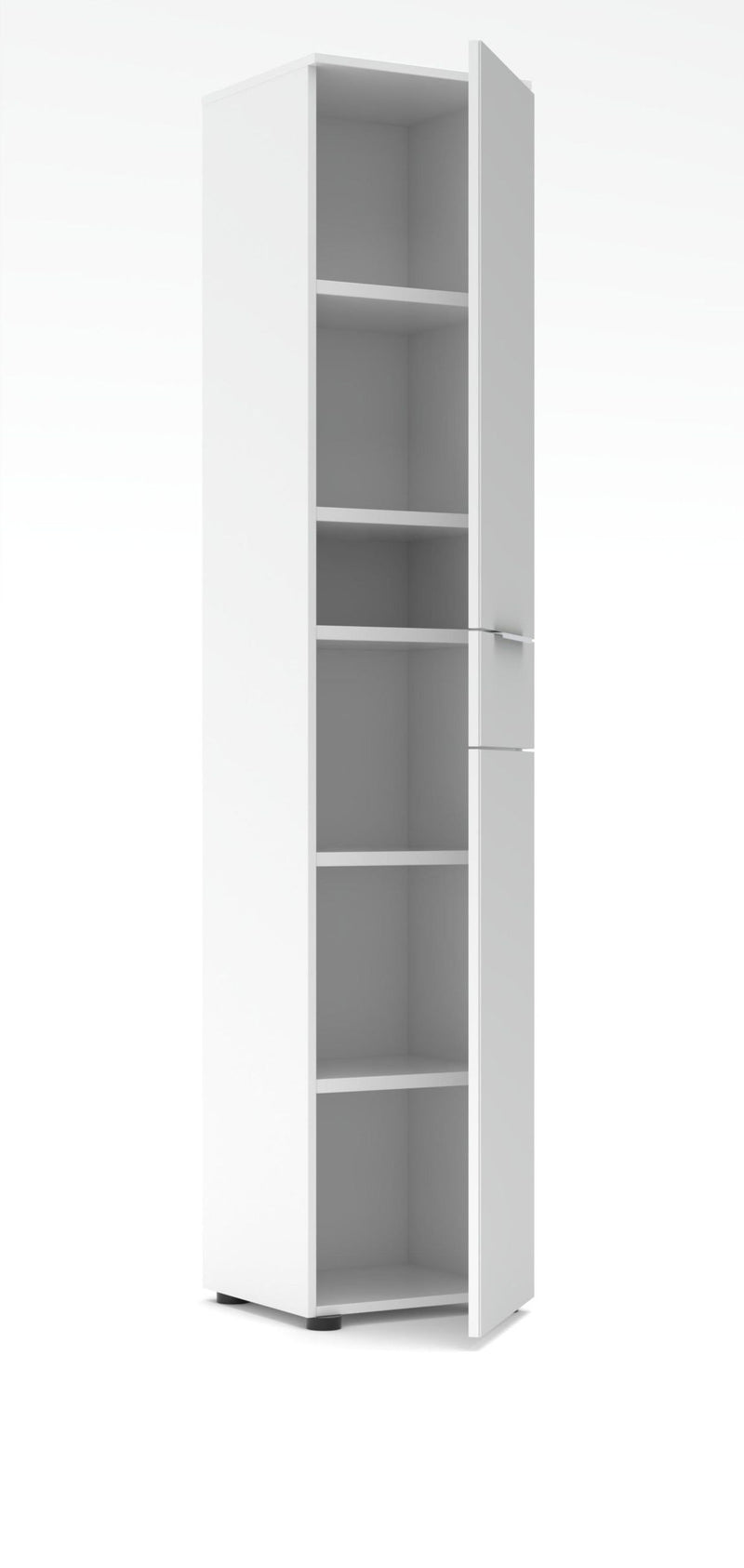 Aktenschrank SANTORIN Weiß & weißes Glas – schmal 40x198 cm