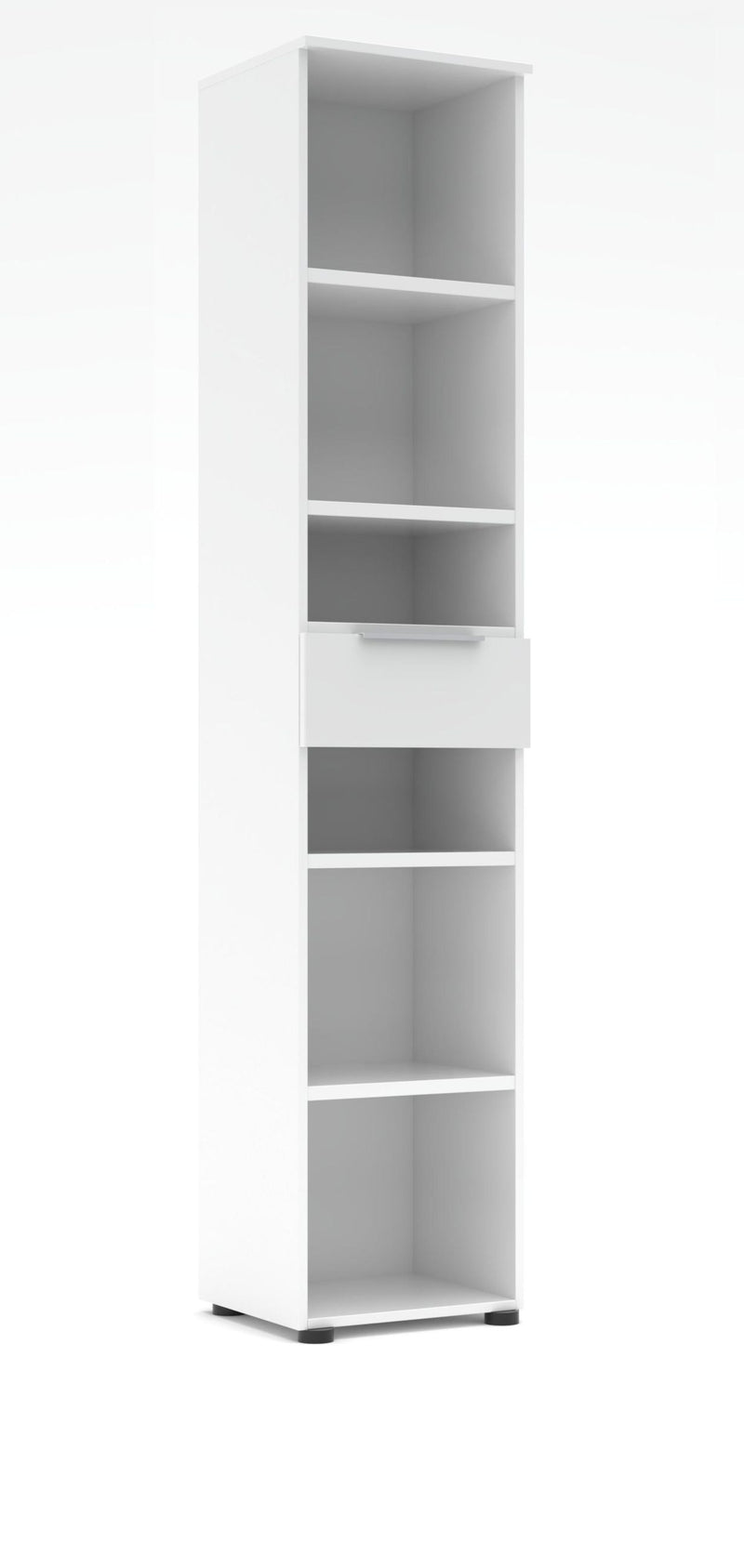 Büroregal SANTORIN Weiß & weißes Glas – schmal 40x198 cm