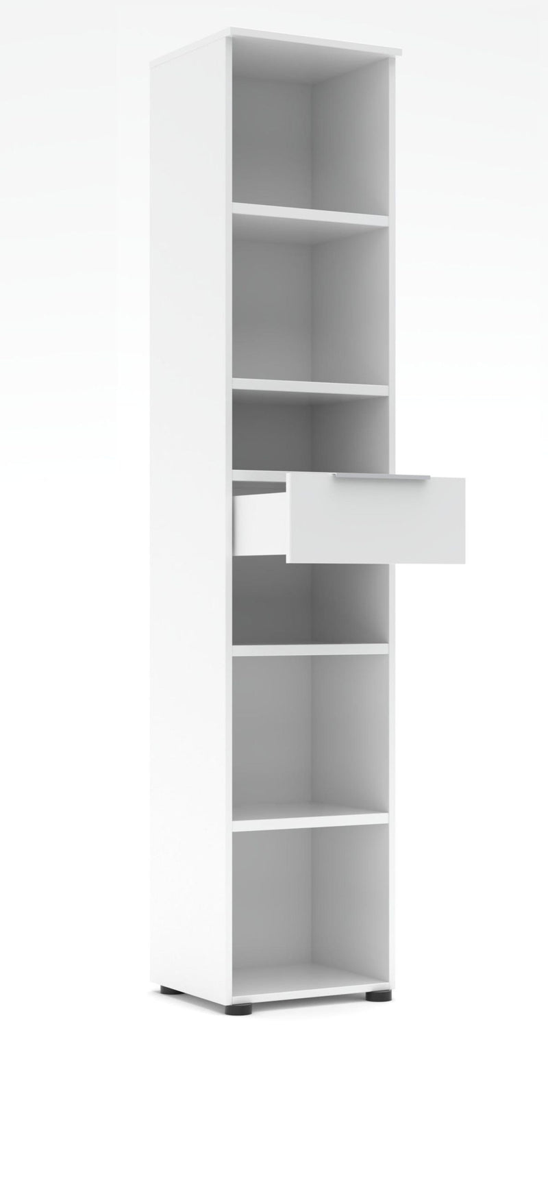 Büroregal SANTORIN Weiß & weißes Glas – schmal 40x198 cm