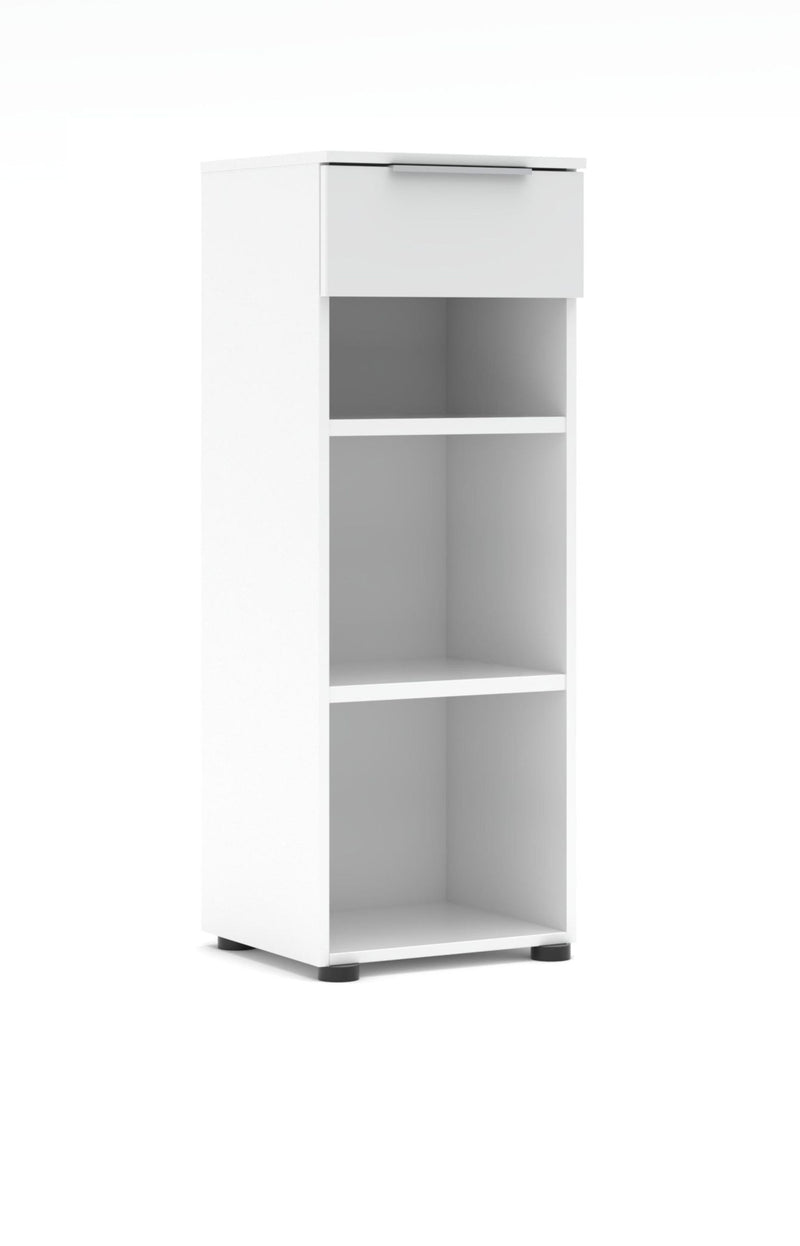 Büroregal SANTORIN Weiß & weißes Glas – schmal 40x110 cm