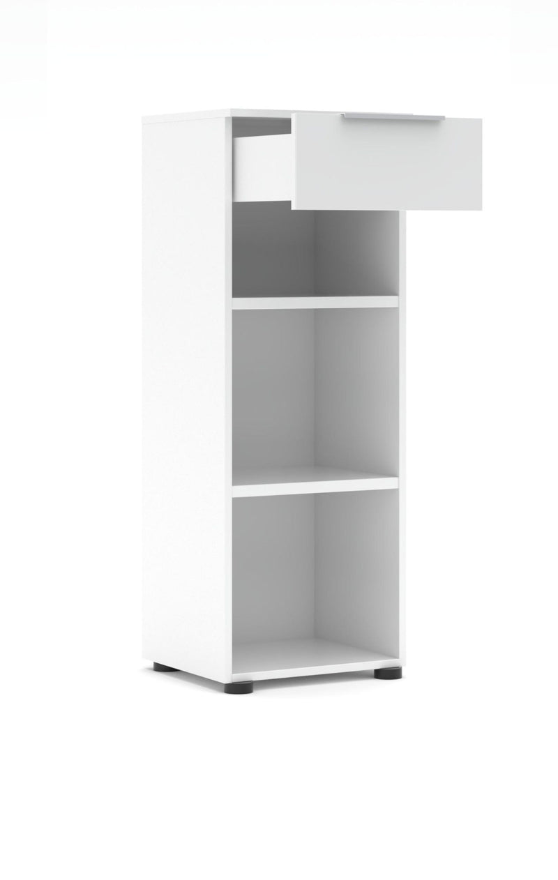 Büroregal SANTORIN Weiß & weißes Glas – schmal 40x110 cm