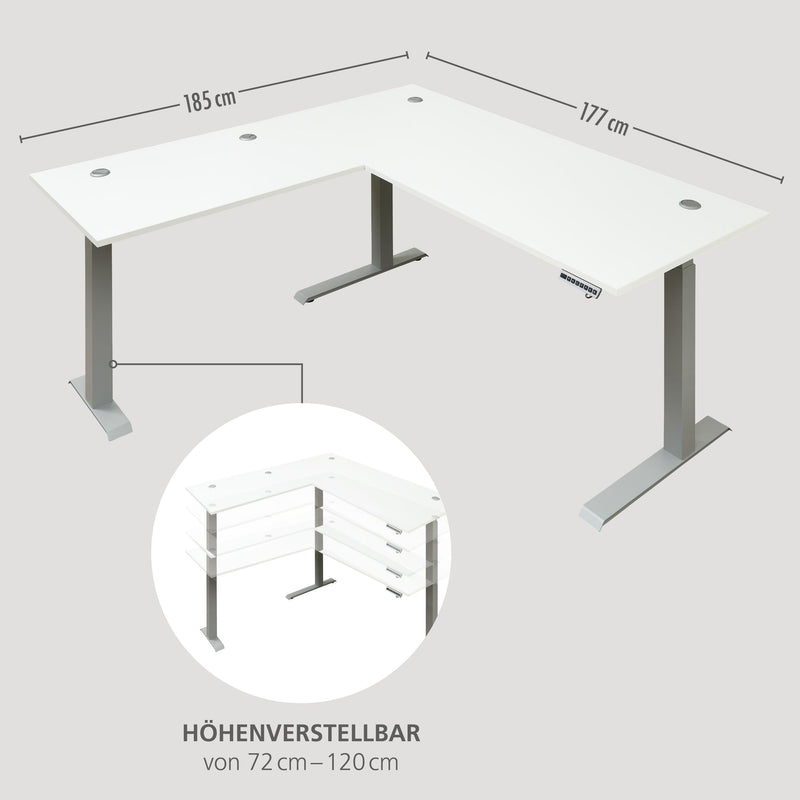 10-tlg. Komplettbüro SANTORIN Weiß & Glas – inkl. Eckschreibtisch