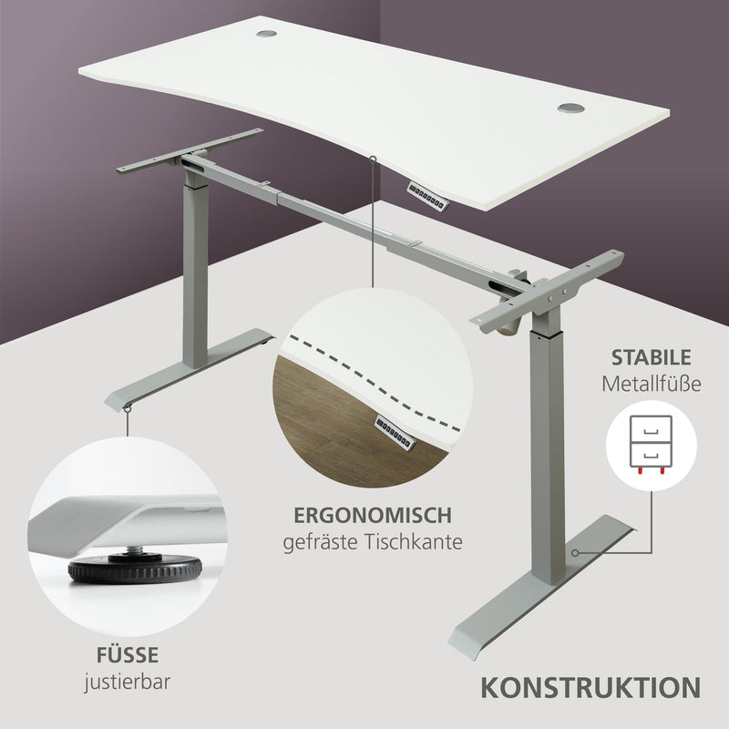 7-tlg. Büromöbel-Set SANTORIN VII Weiß & Glas – elektr. Schreibtisch