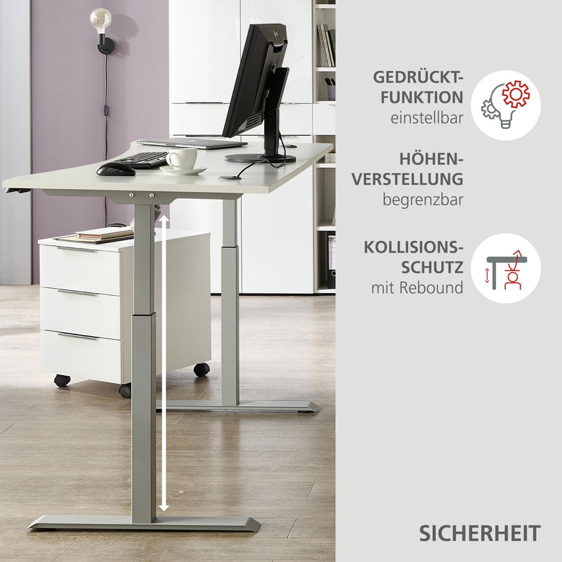 7-tlg. Büromöbel-Set SANTORIN VII Weiß & Glas – elektr. Schreibtisch