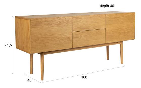 Zuiver HIGH ON WOOD Sideboard Eiche Natur 160cm – Skandi-Design