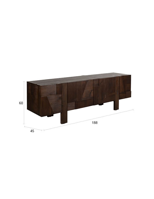 Sideboard BRUNEAU Eschenfurnier Dunkelbraun 150cm