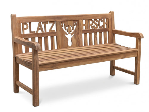 Teak Gartenbank PLATZHIRSCH 150 cm 3-sitzig mit Armlehne