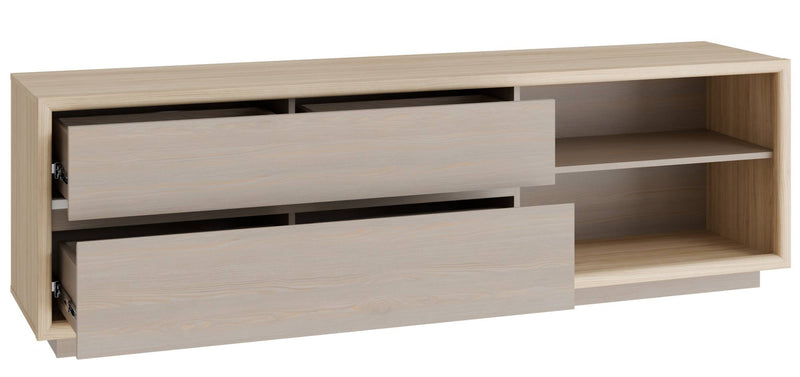 TV Kommode FICAR Lowboard 2 Schubladen Riva Eiche / Imbiah Pine, Forte