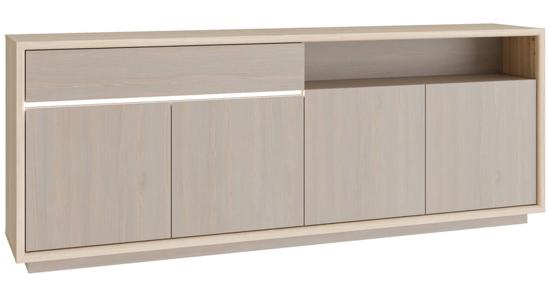 Sideboard Kommode FICAR mit LED Dekor: Riva Eiche / Imbiah Pine, Forte