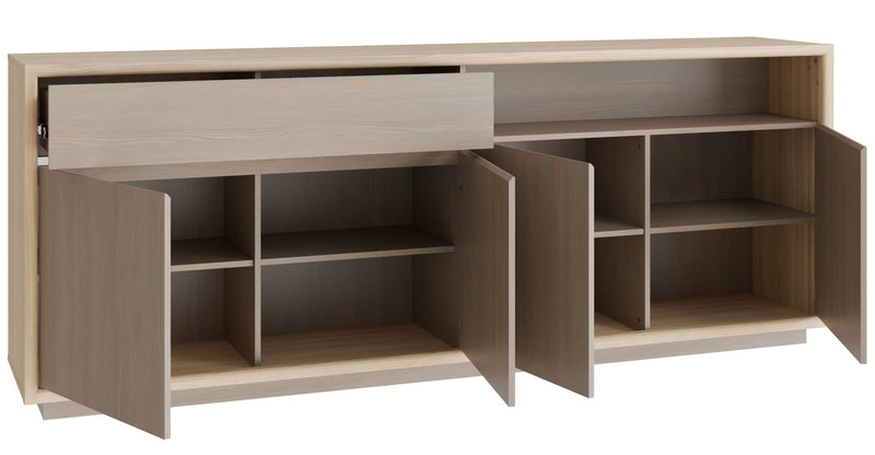 Sideboard Kommode FICAR mit LED Dekor: Riva Eiche / Imbiah Pine, Forte