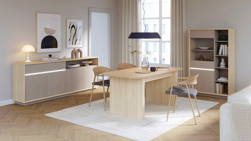 Sideboard Kommode FICAR mit LED Dekor: Riva Eiche / Imbiah Pine, Forte