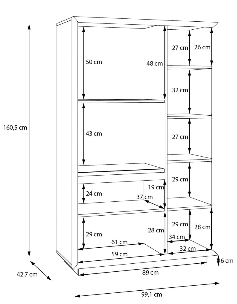 Highboard Vitrine FICAR 2-trg. Dekor: Riva Eiche / Imbiah Pine, Forte