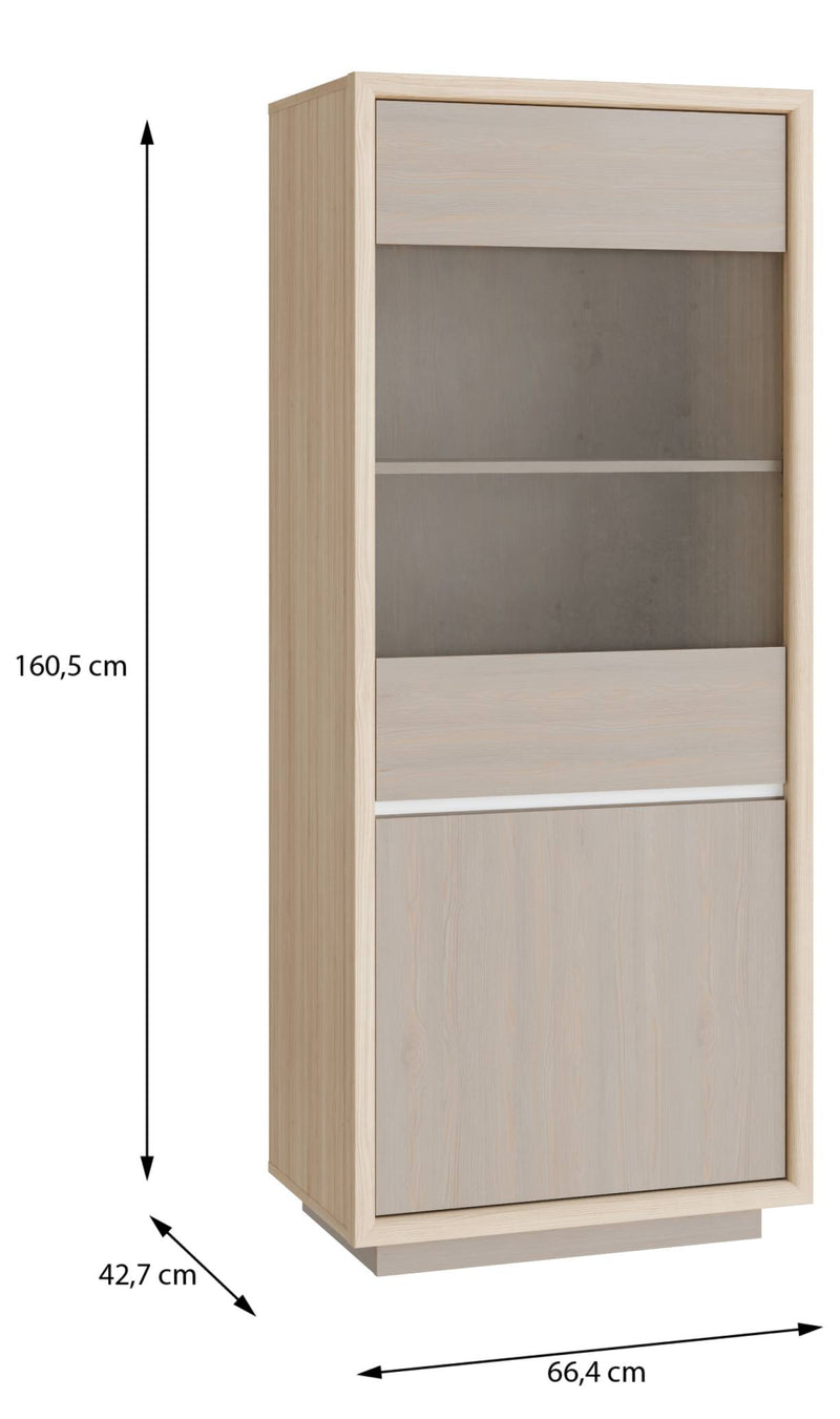 Vitrine FICAR Highboard schmal 2-trg. Dekor: Riva Eiche / Imbiah Pine