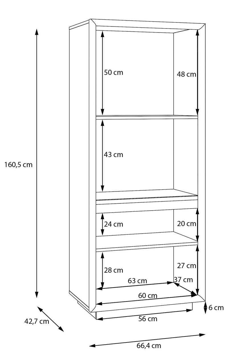 Vitrine FICAR Highboard schmal 2-trg. Dekor: Riva Eiche / Imbiah Pine