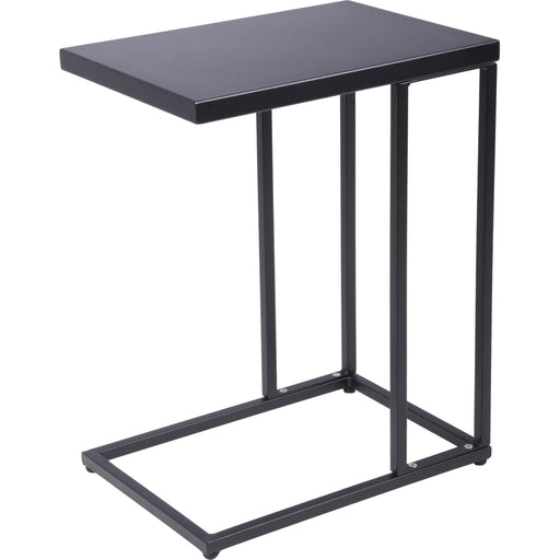 Beistelltisch DOREA mit schwarzer Tischplatte und minimalistischem Metallgestell in Gesamtansicht.