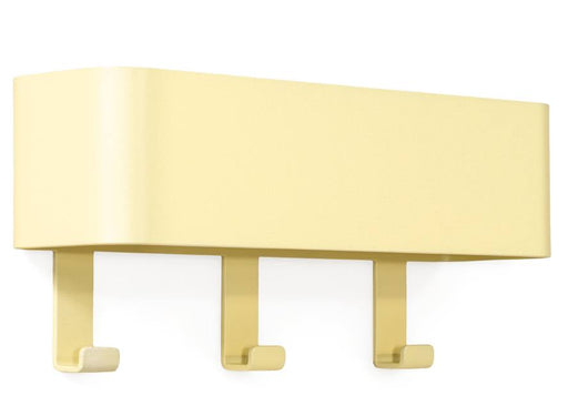 Hakenleiste Garderobenhaken DAX PLAY 3 Butter Yellow mit drei Haken in Frontansicht.