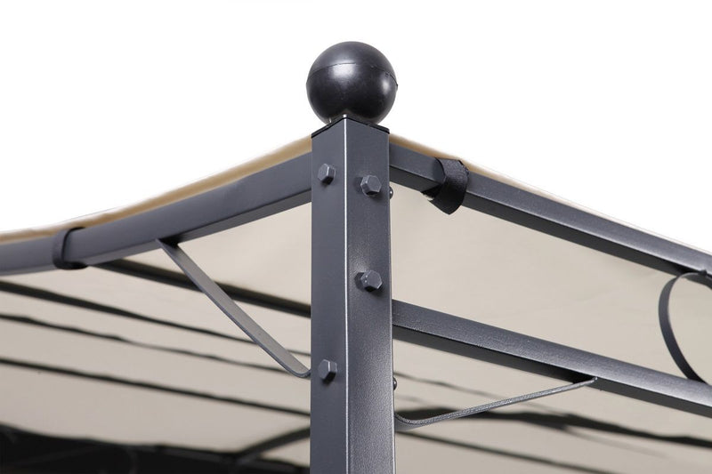 LEX Anbaupavillon 2,5x3 m Pergola wasserdicht & UV-Schutz grau