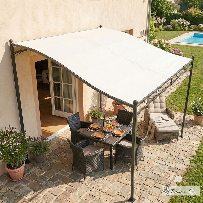 LEX Anbaupavillon 2,5x3 m Pergola wasserdicht & UV-Schutz Farbe Creme — Trendmöbel24
