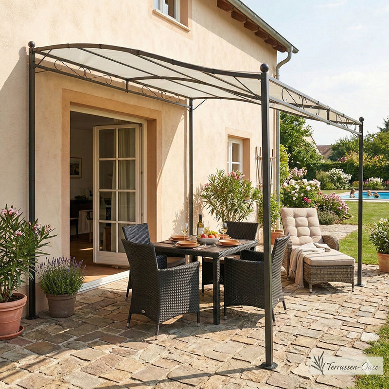 LEX Anbaupavillon 2,5x3 m Pergola wasserdicht & UV-Schutz creme